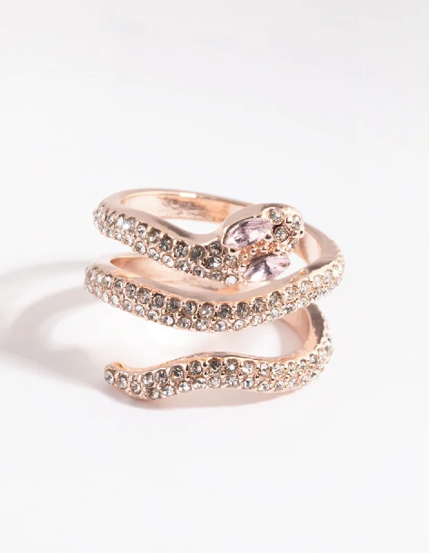 real ruby pendant necklace Rose Gold Diamante Snake Ring
