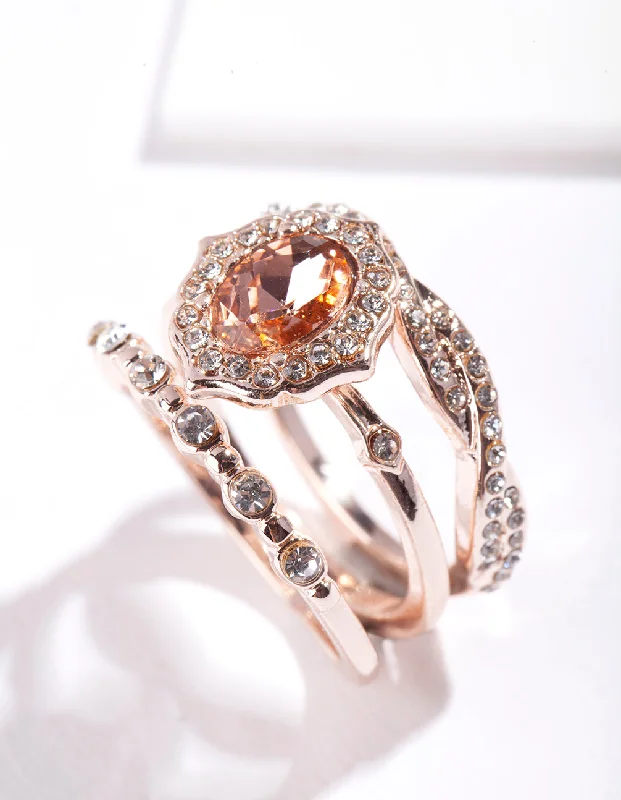 dainty gemstone drop earrings Rose Gold Engagement Ring Stack
