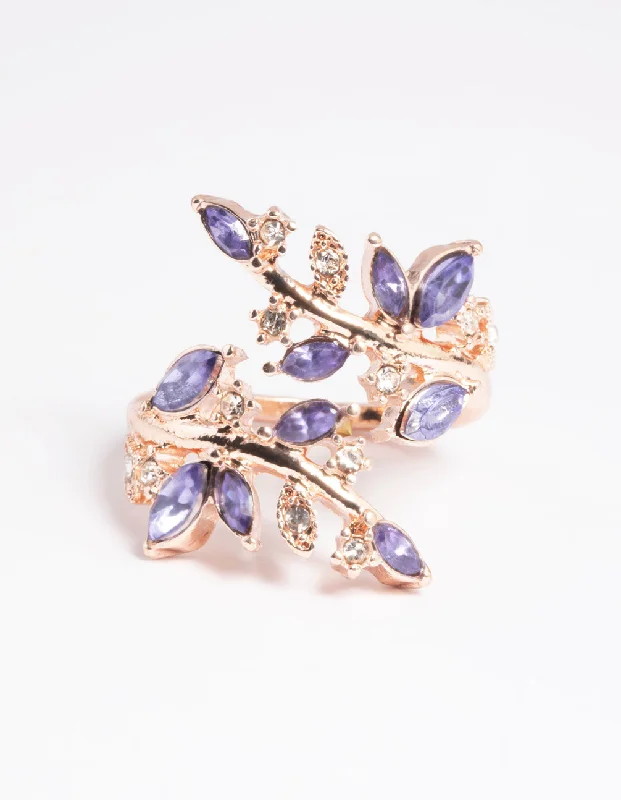 cubic zirconia eternity necklace Rose Gold Lilac Vine Ring