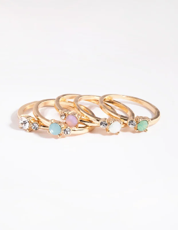 handcrafted gemstone ring women Colourful Ring Stack Pack