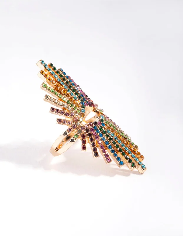 dainty rose gold anklet Statement Spray Diamante Ring