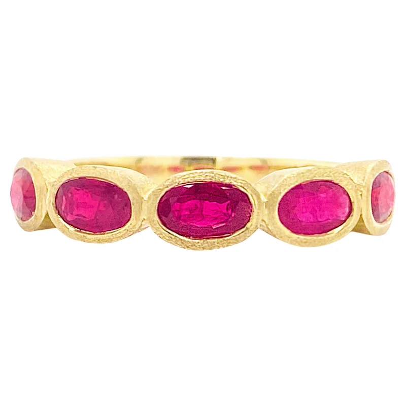 unique wooden bead necklace Oval Bezel Ruby Satin Ring