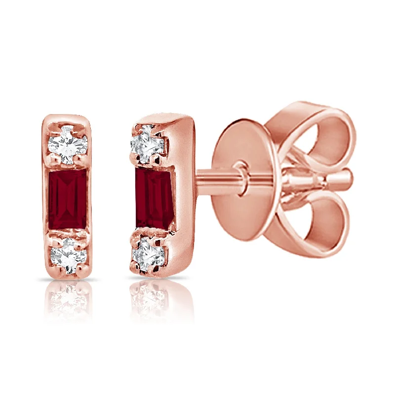 handcrafted silver cross pendant Ruby Baguette & Diamond Stud Earrings made in 14K Gold