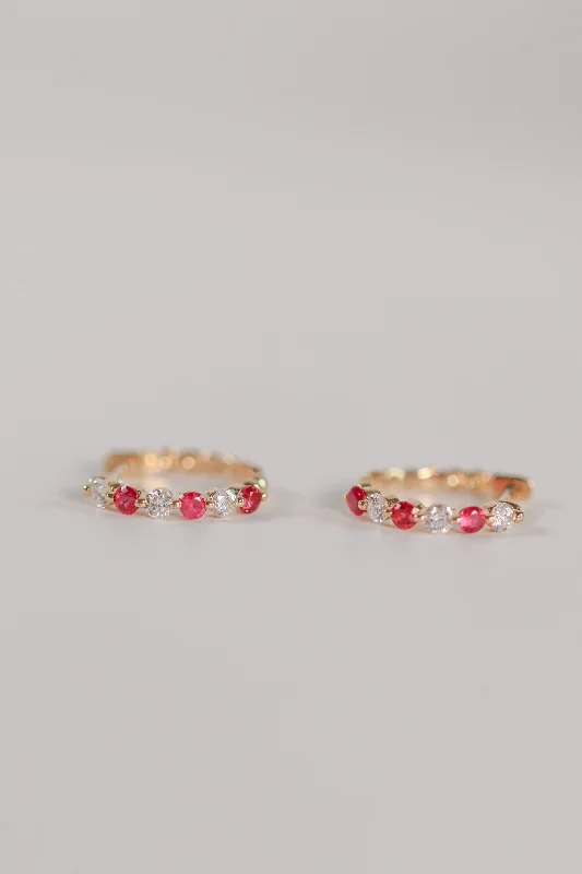 real jade jadeite bangle Ruby Huggie Hoops