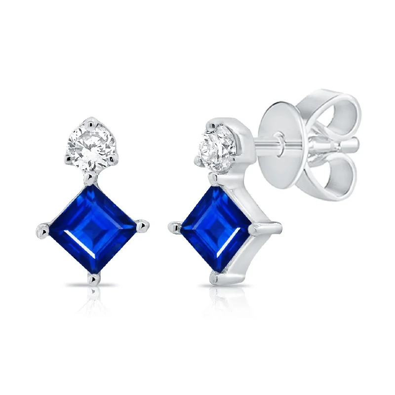 sparkling diamond drop earrings Sapphire & Diamond Earrings