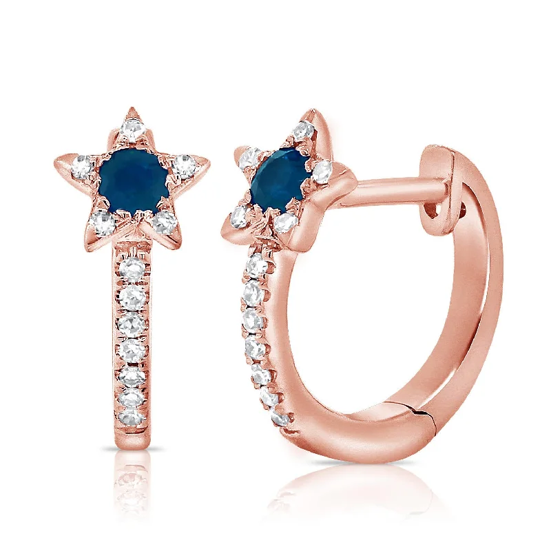 classic gold cuff bracelet Sapphire & Diamond Star Huggie Earrings