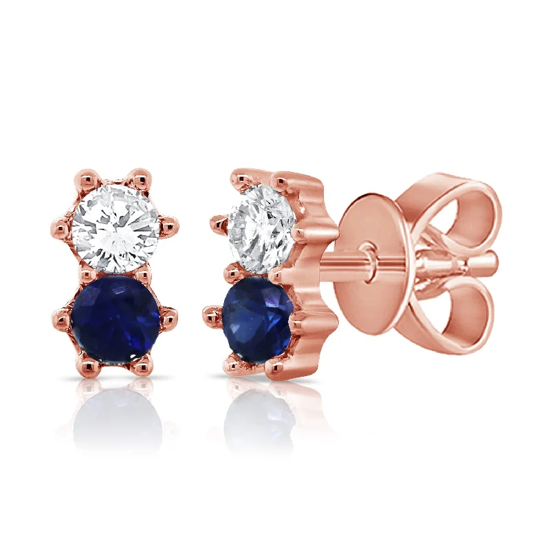 wedding band with diamonds Sapphire & Diamond Studs made in 14K Gold