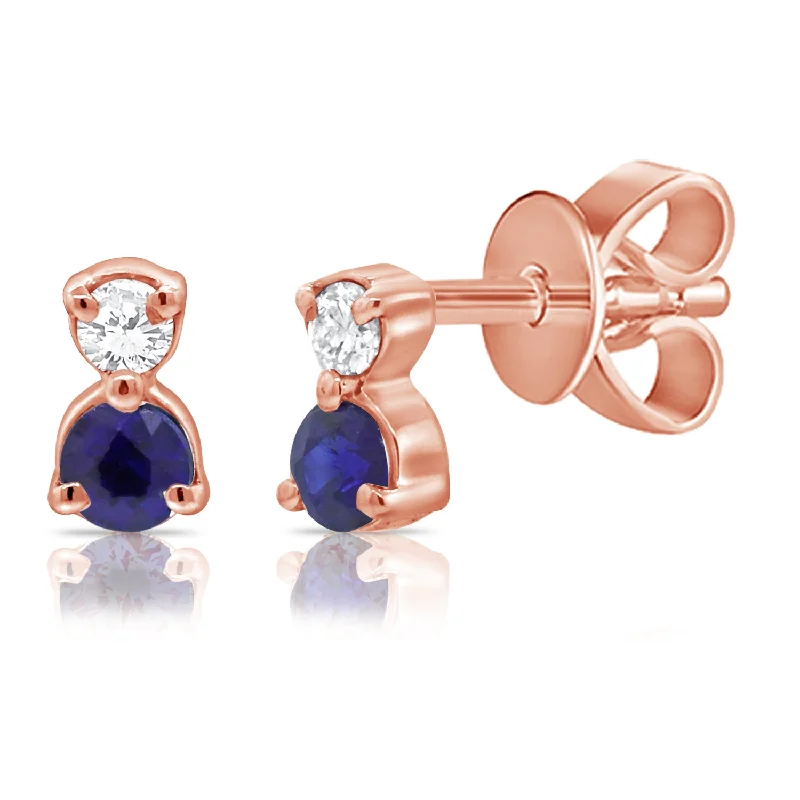 minimalist rose gold stacking rings Sapphire & Diamond Studs made in 14Kt Gold