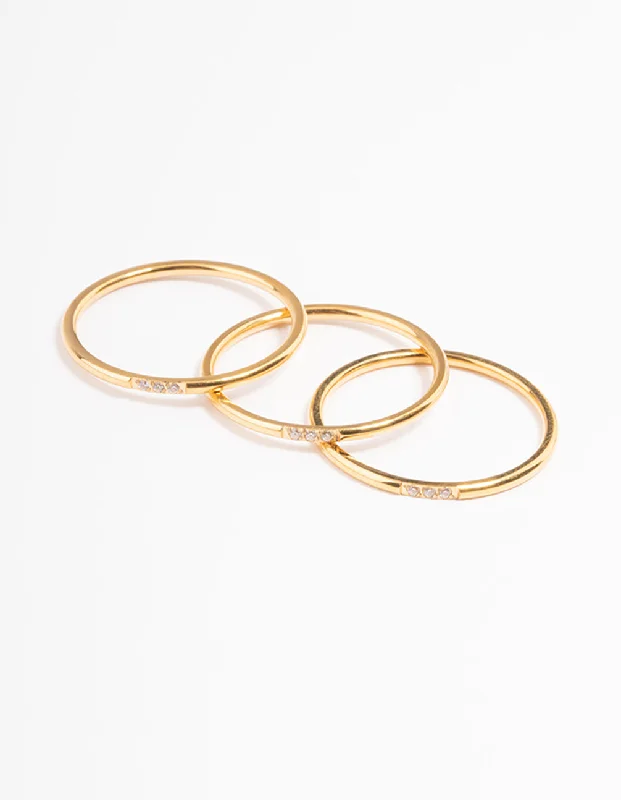 dainty sapphire stacking rings Gold Plated Stainless Steel Thin Cubic Zirconia Ring