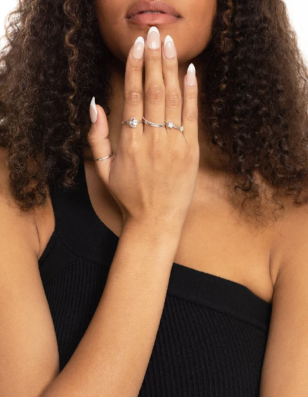 celestial sun and moon earrings Silver Moonstone Mixed Ring Pack