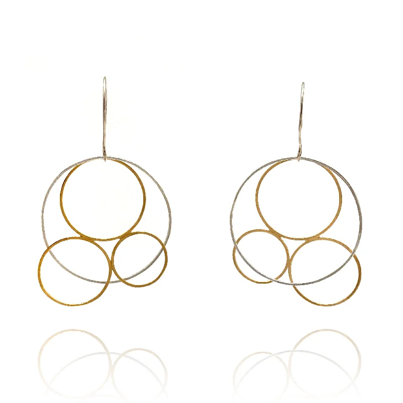 real diamond solitaire ring Silver and Gold Circle Earrings