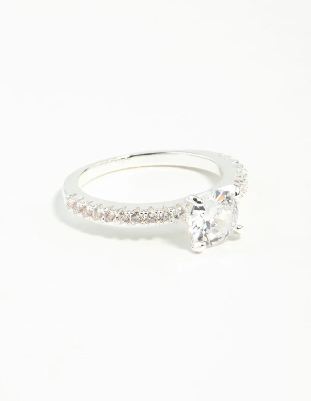 dainty rose gold chain bracelet Silver Plated Round Cubic Zirconia Textured Band Ring