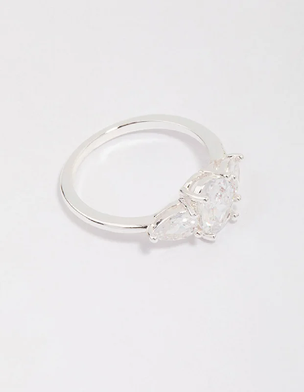 sapphire princess cut ring Silver Plated Oval Enchanting Ring