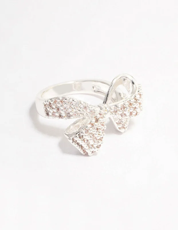 minimalist threader earrings gold Silver Plated Precious Bow Ring