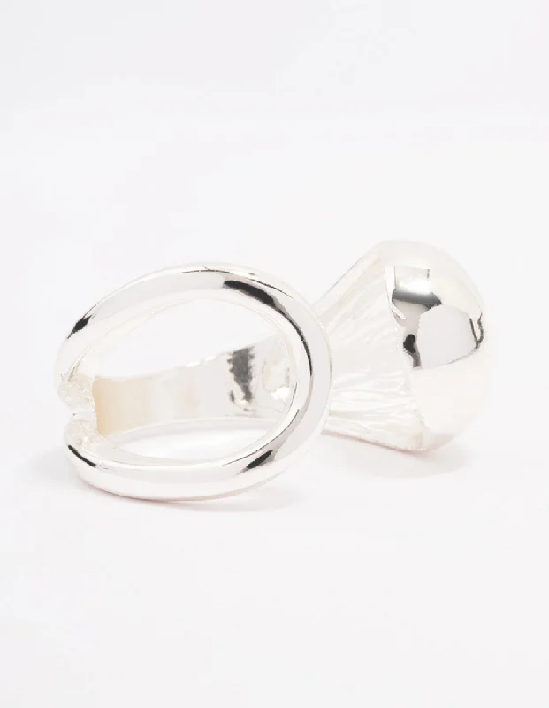 oval blue sapphire ring Silver Plated Puffy Open Wrap Ring