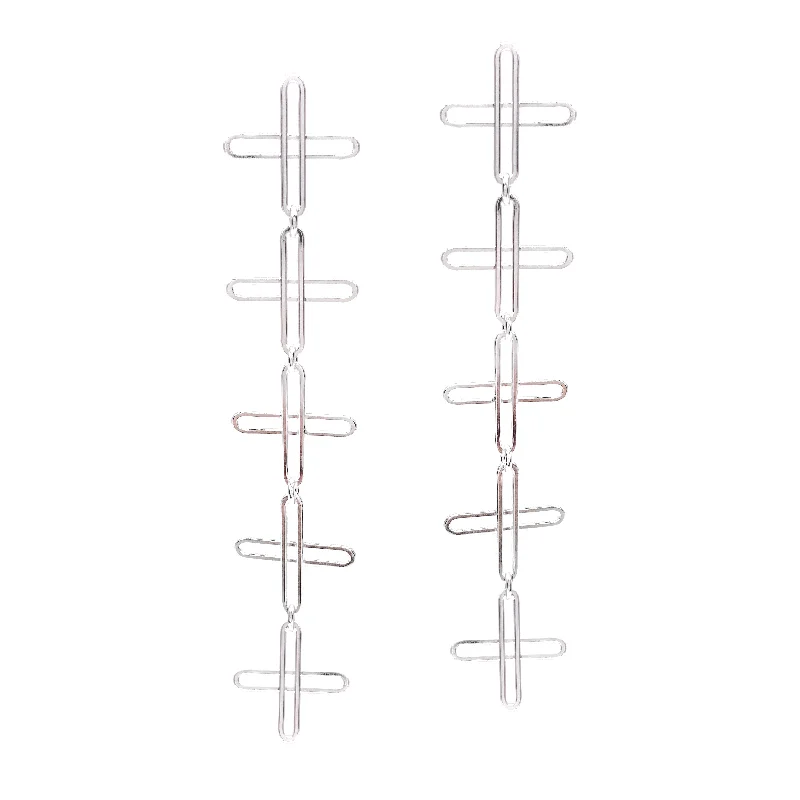 dainty beaded stretch bracelet Silver Tiered Drop Earrings