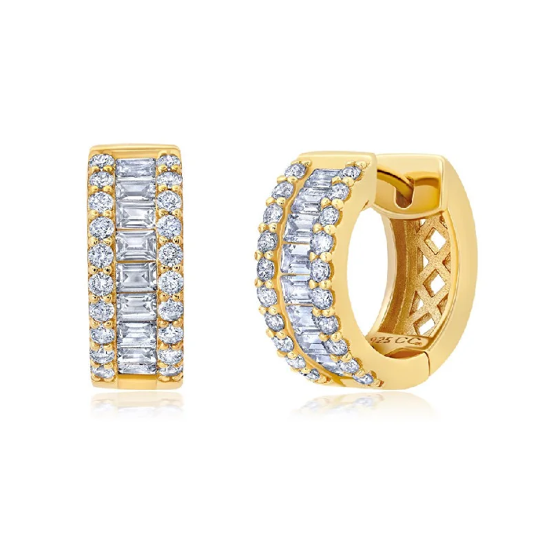 dainty sapphire gemstone bracelet Small 3 Row Brilliant Round With Square Baguette Center Earrings