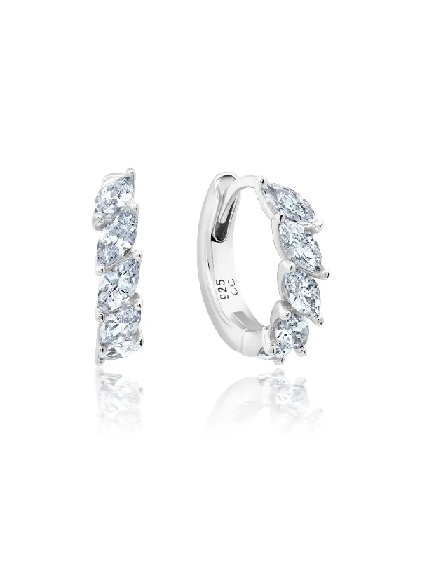 silver moon and star pendant Small Marquise Hoop Earrings