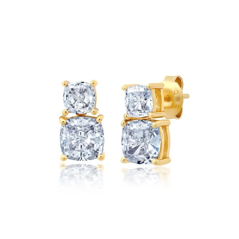 aquamarine and diamond wedding ring Small Stacked Cushion Cut Earrings