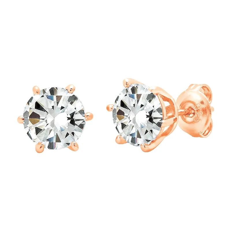 natural jade ring Solitaire Brilliant Stud Earrings - 6 prong Finished in 18kt Rose Gold