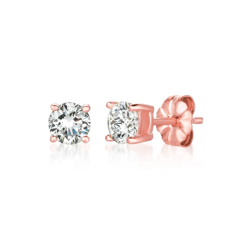 adjustable charm necklace Small 1ct Brilliant Stud Earrings in Rose Gold