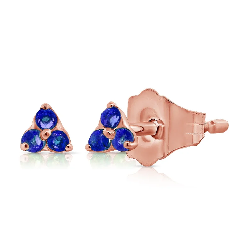 real garnet stacking rings Clover Design Triple Set Sapphire Studs in 14Kt Gold