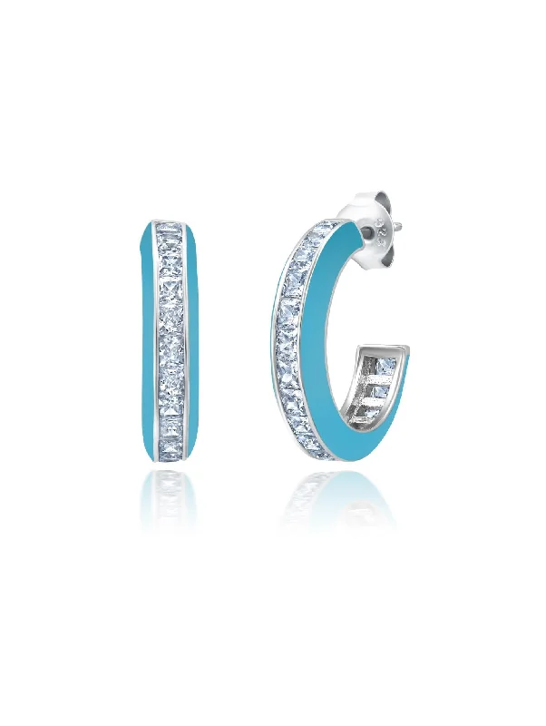 celestial star charm bracelet Teal Glaze Hoop Earrings
