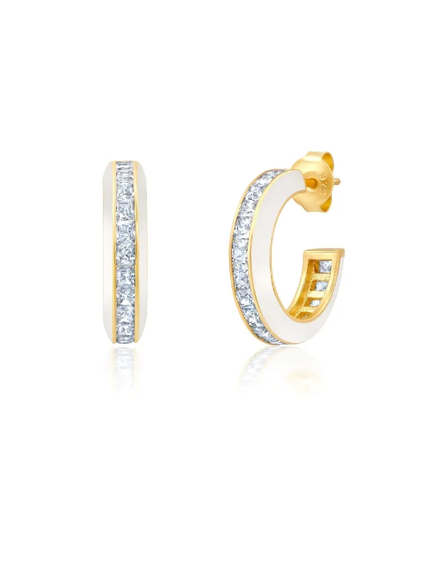 unique promise ring for girlfriend Gold Glaze Hoop Earrings