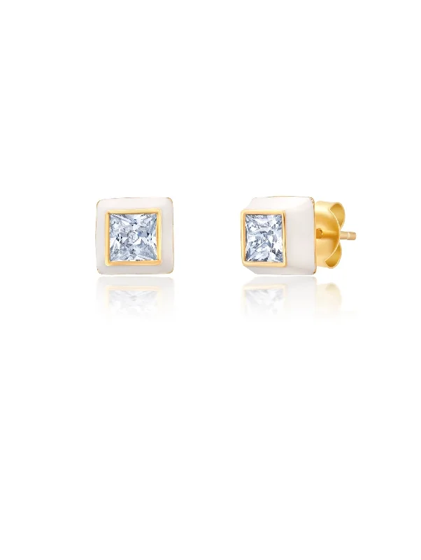 birthstone necklace for mom Gold Glaze Square Earring