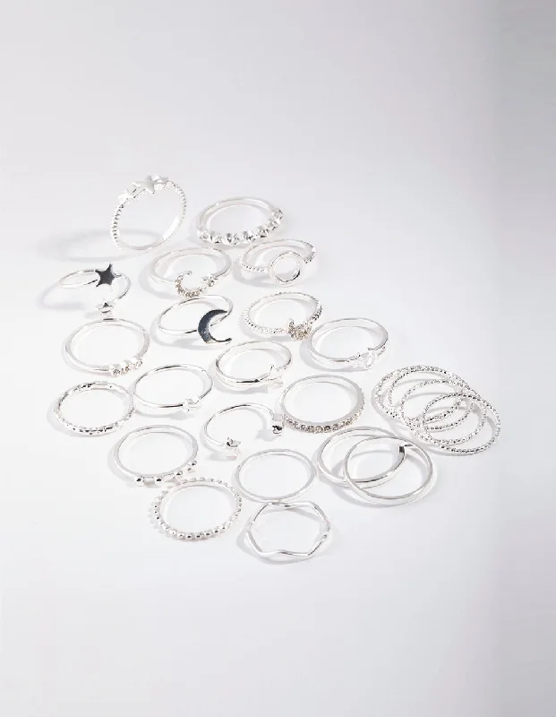 vintage lock and key necklace Silver Celestial Ring 24-Pack
