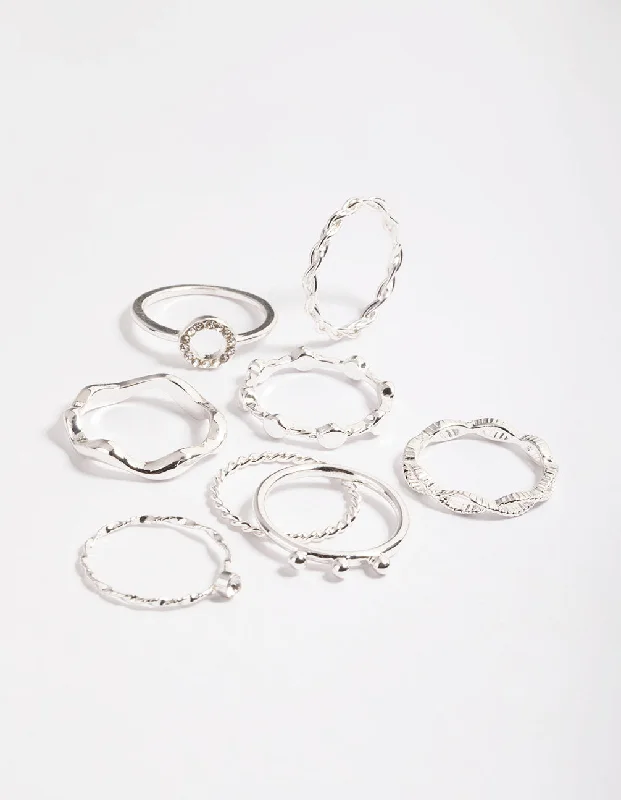 gold-plated snake chain bracelet Silver Twisted Curve Ring Pack