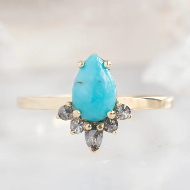 handcrafted filigree ring silver The Aster Ring | 0.85ct Pear Turquoise in 14K Yellow Gold handcrafted filigree ring silver The Aster Ring | 0.85ct Pear Turquoise in 14K Yellow Gold