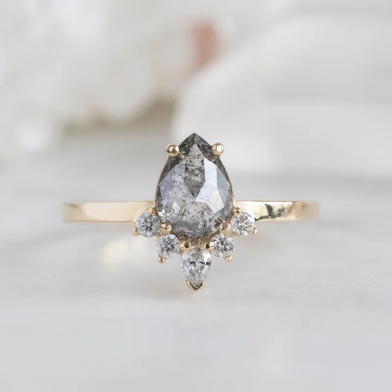 antique filigree wedding band The Aster Ring | 0.96ct Pear Grey Diamond in 14k Yellow Gold antique filigree wedding band The Aster Ring | 0.96ct Pear Grey Diamond in 14k Yellow Gold