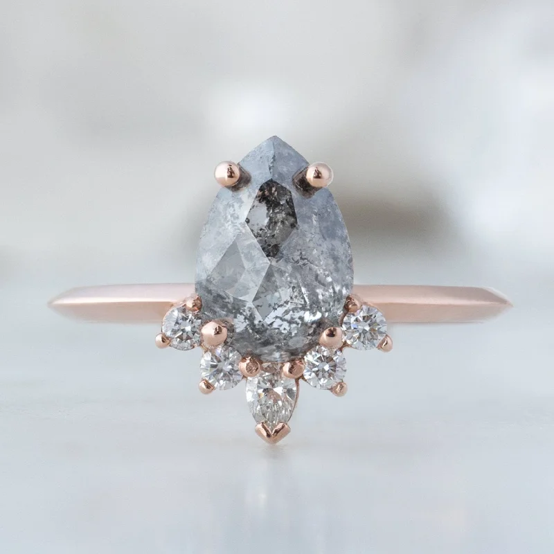 celestial galaxy planet necklace The Aster Ring | 1.31ct Rose Cut Salt and Pepper Diamond in 14K Rose Gold