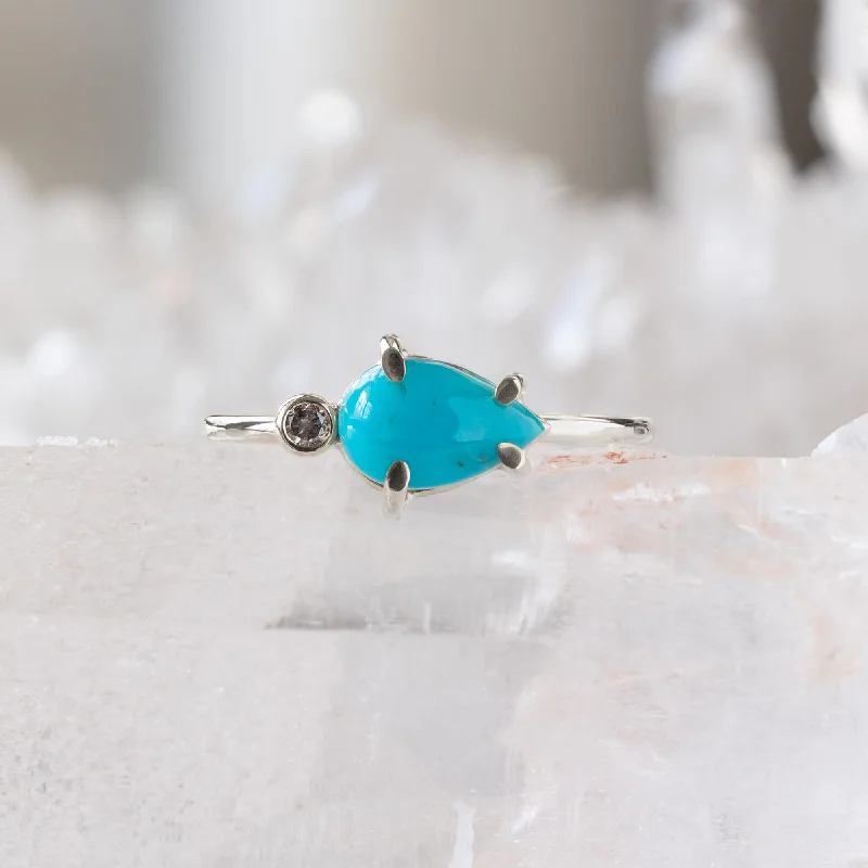 The Asymmetrical Turquoise + Diamond Ring | Sterling Silver