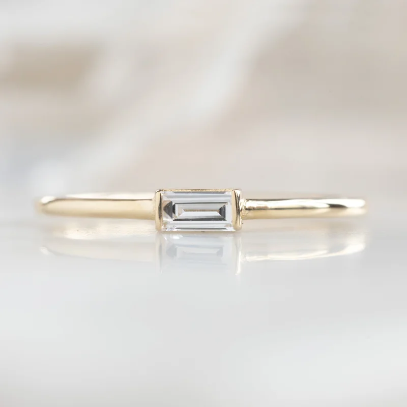 The Baguette White Diamond Line Ring | 10K Yellow Gold