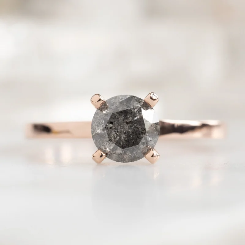 handcrafted sterling silver necklace The Bryn Ring | 0.82ct Round Salt and Pepper Diamond in 14K Rose Gold handcrafted sterling silver necklace The Bryn Ring | 0.82ct Round Salt and Pepper Diamond in 14K Rose Gold