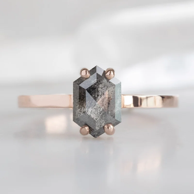 men’s rugged leather bracelet The Bryn Ring | 0.88ct Black Hexagon Diamond in 14K Rose Gold men’s rugged leather bracelet The Bryn Ring | 0.88ct Black Hexagon Diamond in 14K Rose Gold