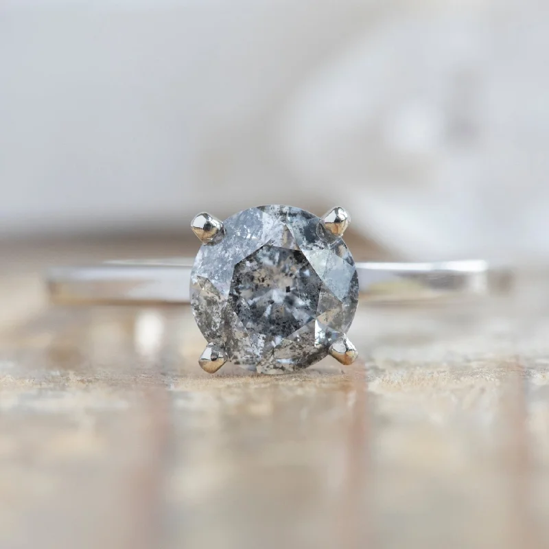 dainty sapphire gemstone bracelet The Bryn Ring | 1.01ct Round Salt and Pepper Diamond in 14K White Gold dainty sapphire gemstone bracelet The Bryn Ring | 1.01ct Round Salt and Pepper Diamond in 14K White Gold