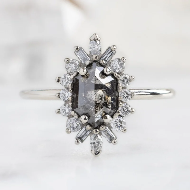 chunky chain necklace trendy The Camellia Ring | 1.08ct Hexagon Black Diamond in 14K White Gold chunky chain necklace trendy The Camellia Ring | 1.08ct Hexagon Black Diamond in 14K White Gold