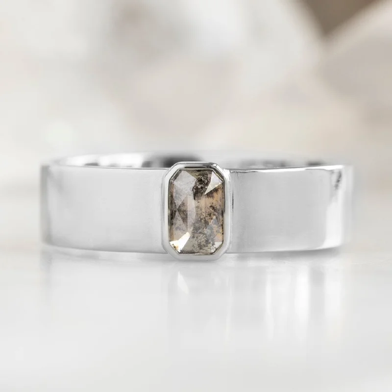 personalized couple’s keychain pendant The Cigar Band | 0.38ct Emerald Salt and Pepper Diamond in 14K White Gold personalized couple’s keychain pendant The Cigar Band | 0.38ct Emerald Salt and Pepper Diamond in 14K White Gold