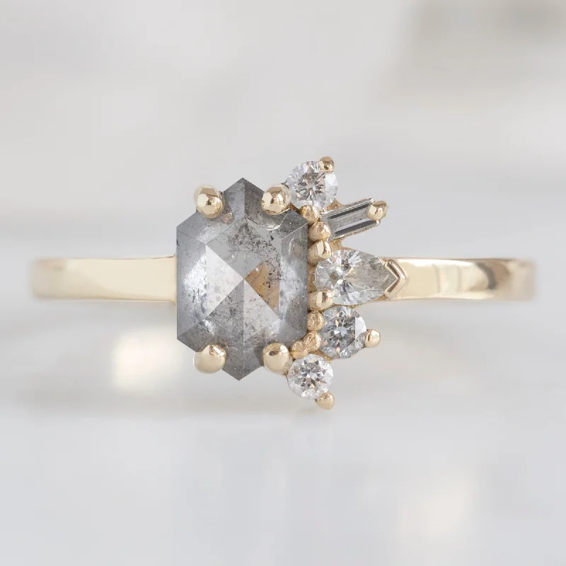 silver infinity knot ring The Cluster Ring | 0.54ct Hexagon Salt and Pepper Diamond in 14K Yellow Gold silver infinity knot ring The Cluster Ring | 0.54ct Hexagon Salt and Pepper Diamond in 14K Yellow Gold
