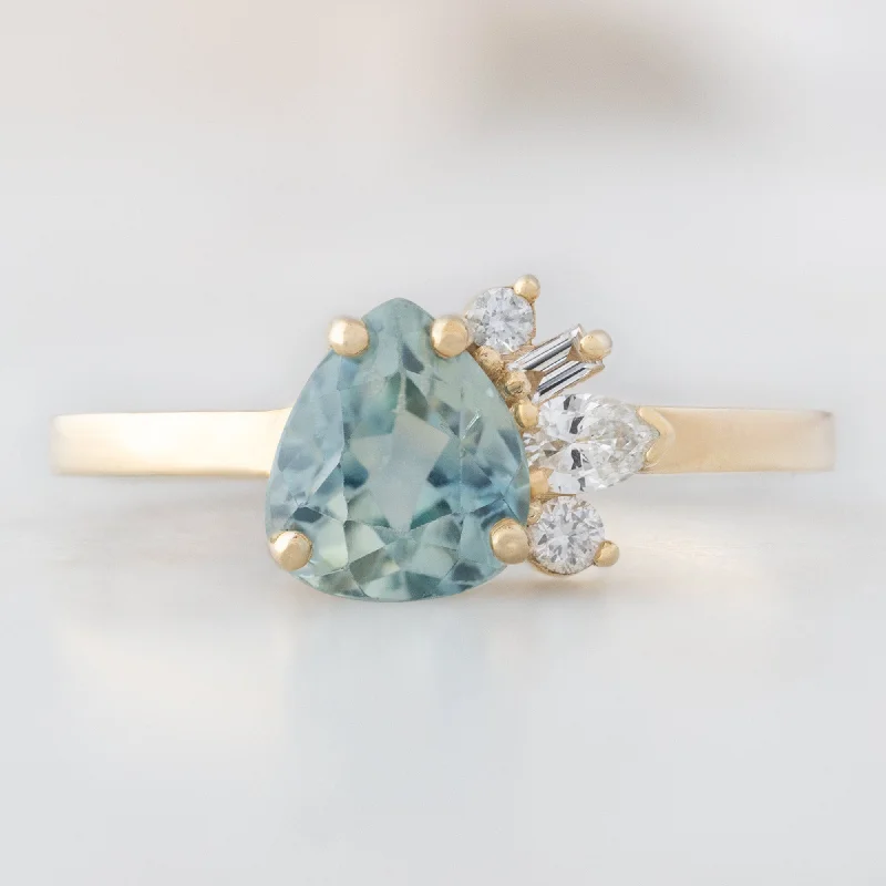 handcrafted raw crystal pendant The Cluster Ring | 0.84ct Pear Cut Montana Sapphire in 14K Yellow Gold handcrafted raw crystal pendant The Cluster Ring | 0.84ct Pear Cut Montana Sapphire in 14K Yellow Gold