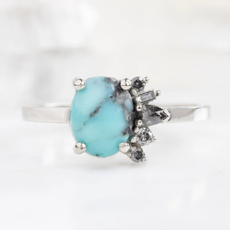 gothic black onyx ring men The Cluster Ring | 1.23ct Oval Turquoise in 14K White Gold gothic black onyx ring men The Cluster Ring | 1.23ct Oval Turquoise in 14K White Gold