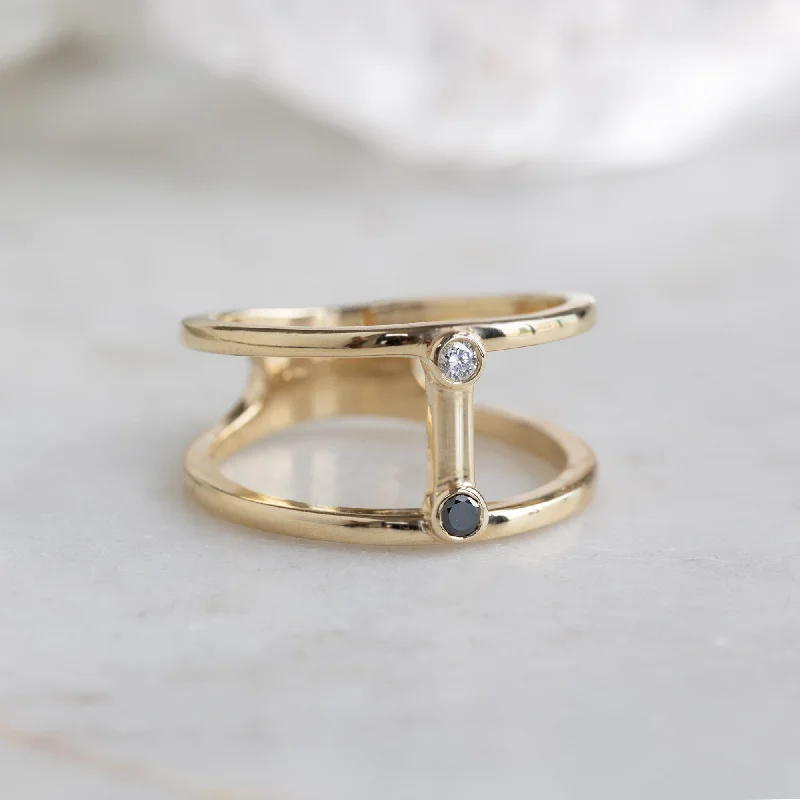 The Duality Diamond Cage Ring | 10K Yellow Gold