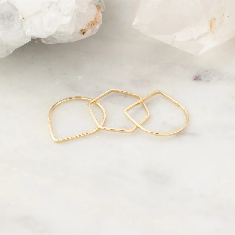 The Geometric Stacking Ring Set | 14K Yellow Gold