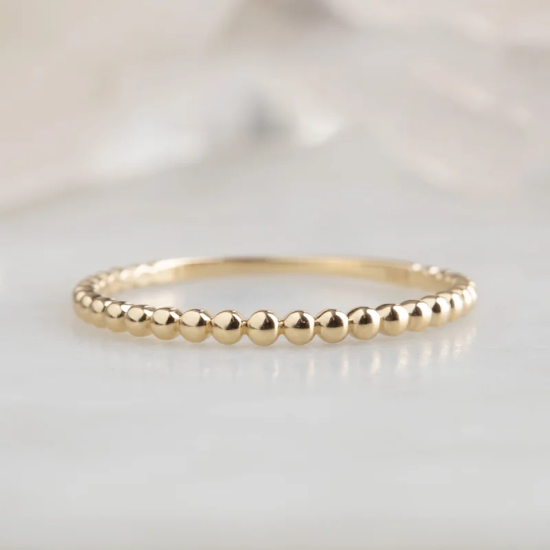 The Gold Beaded Stacking Ring | 14K Yellow Gold