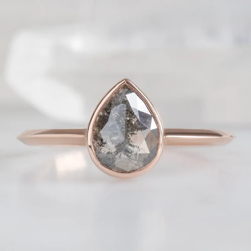 rose quartz bracelet healing The Hazel Ring | 0.88ct Pear Salt and Pepper Diamond in 14K Rose Gold