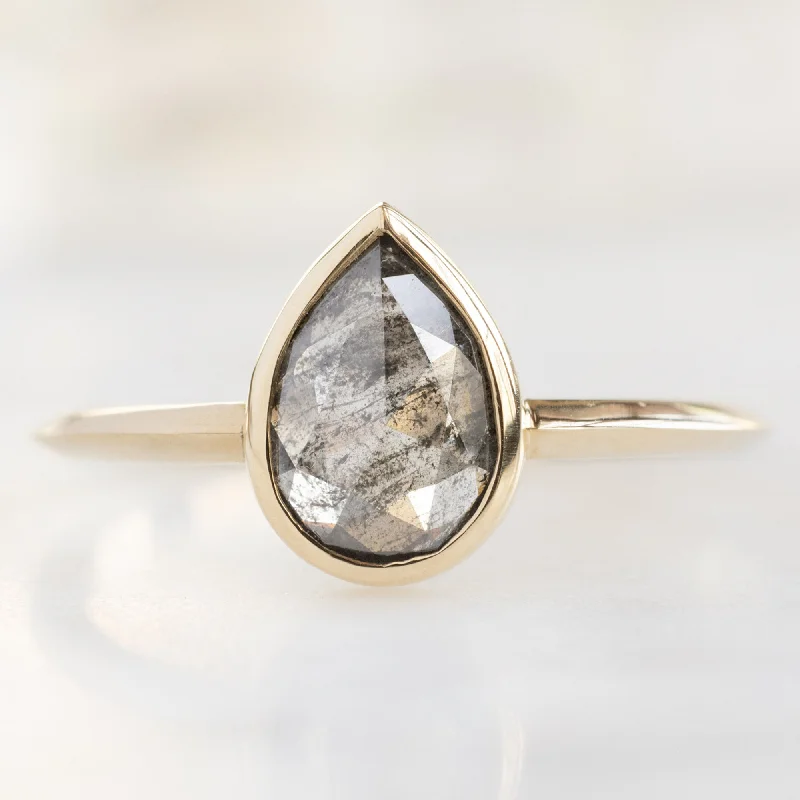 personalized name ring The Hazel Ring | 1.16ct Pear Salt and Pepper Diamond in 14K Yellow Gold personalized name ring The Hazel Ring | 1.16ct Pear Salt and Pepper Diamond in 14K Yellow Gold