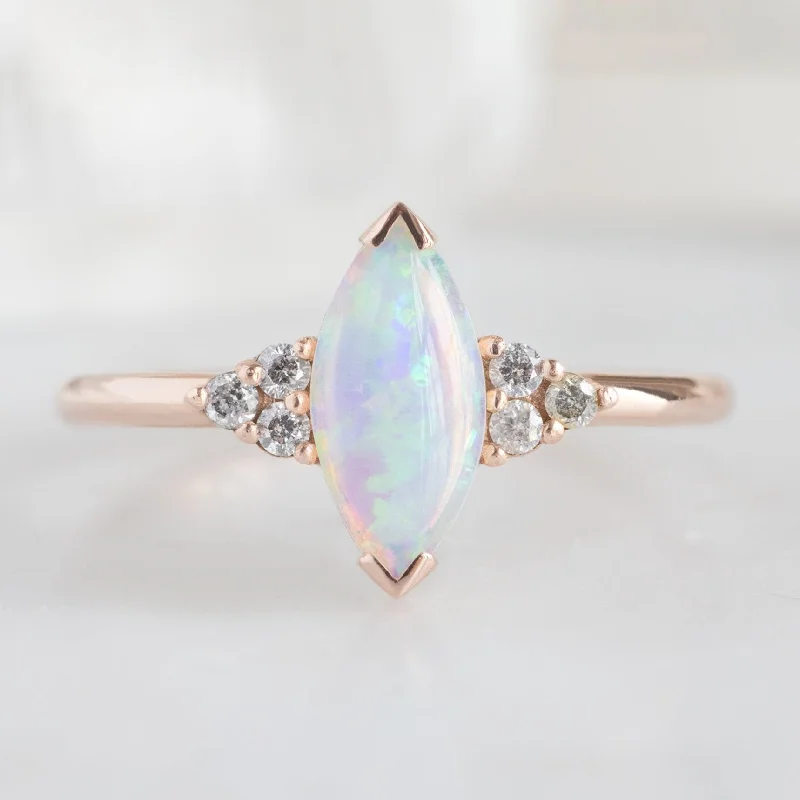 boho gold leaf ring The Ivy Ring | 0.37ct Marquise Opal in 14K Rose Gold